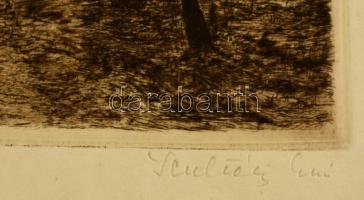 Scultéty Éva (1917-2001): Erdei út  rézkarc, papír, jelzett, 30x20 cm