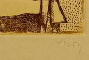 Túry Mária (1930-1992): Diótörő. Rézkarc, papír, jelzett, 24×30 cm