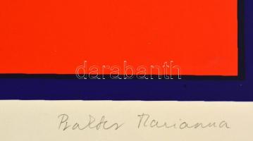 Prakter Mariann: Kompozíció. Színes szitanyomat. 28/47. Jelzett. 25x25 cm