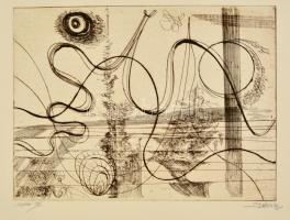 Hincz Gyula (1904-1986): Végtelen. Rézkarc, papír. Jelzett, sorszámozott 17/100 30x40 cm