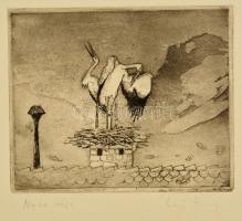 Láng Rudolf (1904-1991). Nyár vége. Rézkarc, papír. Jelzett, 12x15 cm