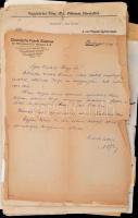 cca 1910-1960 Nagy vegyes papírrégiség tétel, kb. 500 db, levelek, kivonatok, számlák, szerződések.....