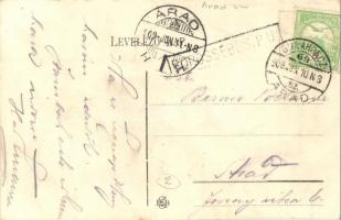 1909 Menyháza, Moneasa; Halas tó csónakázókkal / lake with boating people + Borossebes P.U