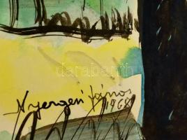 Nyergesi János (1923-1996): Park részlet. Akvarell, tus, papír, jelzett, 38x27 cm