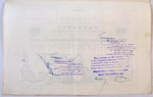 Budapest 1911. "Pannónia Magyar Viszontbiztosító Intézet" névre szóló részvénye 600K-ról, ...