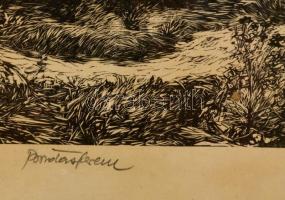 Bordás Ferenc (1911-1982): Eső után., rézkarc, papír, jelzett, 28x22 cm üvegezett fa keretben,