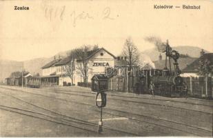 1918 Zenica, Kolodvor / Bahnhof / railway station with locomotive