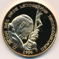 Bognár György (1944-) 1996. II. János Pál pápa látogatása Pannonhalmán aranyozott fém emlékérem (42,5mm) T:1 (eredetileg PP)