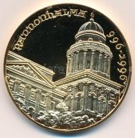 Bognár György (1944-) 1996. "II. János Pál pápa látogatása Pannonhalmán" aranyozott fém em...