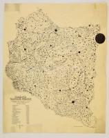1926 A Dunántúl települési térképe. Bátky Zsigmond és Kogutowitz Károly nyomán. 44x55 cm