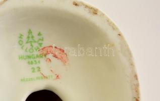 Hollóházi porcelán gyöngytyúk-pár, kézzel festett, jelzett, hibátlan, m: 19 cm