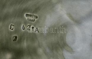 Schütz Cilli falitál, faun díszítéssel, kézzel festett mázas fajansz, jelzett. d: 32 cm