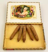 Excellents fa szivardoboz néhány szivarral / Cigar box with some cigars 20x15 cm
