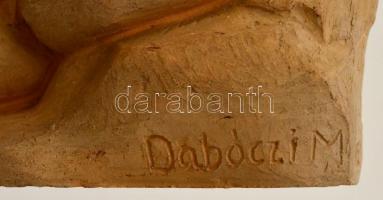 Dabóczi Mihály (1905-1980): Fekvő akt. Mázas kerámia, jelzett, 24x19 cm