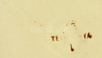 Miskolc virágmintás kerámia tál, kézzel festett, jelzett,  lepattanással, d: 23,5 cm