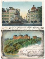 5 db régi városképes lap: Trento, Mödling, Westerhausen, Lanzer-See, Chemnitz (litho) / 5 pre-1945 t...