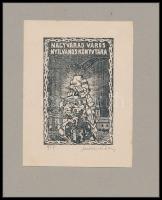 Mikes Ödön (1878-?): Nagyvárad város nyilvános könyvtára 1917. Klisé, papír, jelzett, 6,5×4,5 cm