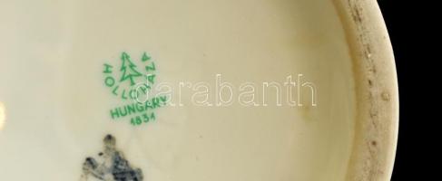 Hollóházi ibolyamintás porcelán váza, matricás, jelzett, hibátlan, m: 18 cm