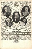 1938 Budapest, XXXIV. Nemzetközi Eucharisztikus Kongresszus tagjai; Pugrly Magdolna, Pacelli bíboros, XI. Piusz pápa, Serédi bíboros, Heylen Taamás Namuri püspök (EB)