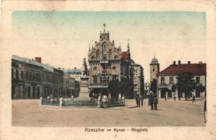 Rzeszów, Rynek, Ringplatz / square, town hall, statue (EK)