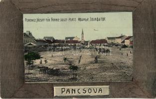 Pancsova, Pancevo; Ferenc József tér, keretes lap, kiadja Kohn Samu / square, frame (kopott sarkak / worn corners)