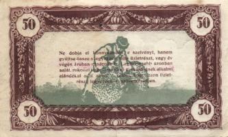 1920-as évek eleje 50K vásárlási visszatérítés piros "Magyar Cserkészek Termelő és Ért." b...