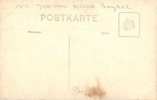 1917 Jassionov (Galícia), század konyhák, parancsnokok lószánon / WWI K.u.K. military, field kitchen...