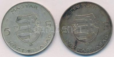 1947. 5Ft Ag "Kossuth" (2x) T:2-