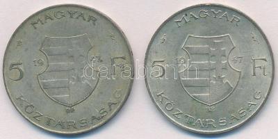 1947. 5Ft Ag "Kossuth" (2x) T:2,2-