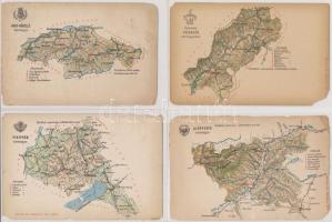 35 db régi történelmi magyar vármegye térkép képeslap, néhány másodpéldánnyal, sérült lapok (főleg s...