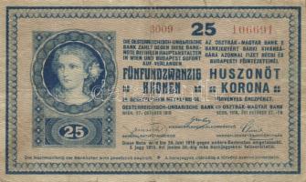 1918. 25K sima hátlap "3009" sorozatszám T:III+