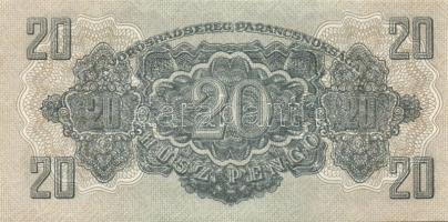 1944. "V.H." 20P (6x) egymásutáni sorszámokkal, benne elő- és hátlapi nyomási elcsúszások ...