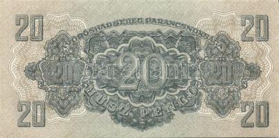 1944. "V.H." 20P (6x) egymásutáni sorszámokkal, benne elő- és hátlapi nyomási elcsúszások ...