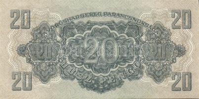 1944. "V.H." 20P (6x) egymásutáni sorszámokkal, benne elő- és hátlapi nyomási elcsúszások ...