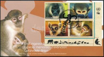 Veszélyeztetett főemlősök sor ívsarki négyestömbben, Endangered Primates set corner blocks of 4