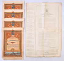 Románia ~1940. 9db-os vegyes részvény tétel, közte 1945. "Független Honvédelmi Alap" 4%-os...