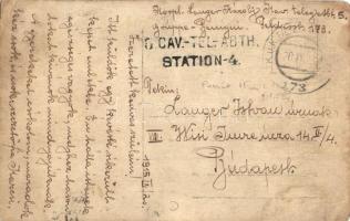 1915 6. Cav.-Tel.-Abth. Station 4. katona fülén telefonnal, puska a földön / WWI K.u.K. military, so...