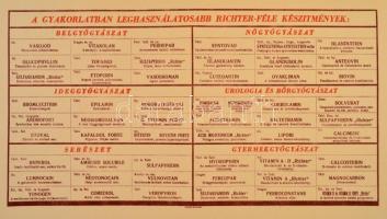 cca 1930 Richter Gedeon Vegyészeti Gyár Rt. nagyméretű gyógyszerészeti ismertetője, papírkötésben, j...