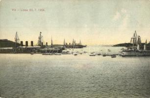 1906 Vis, Lissa; kikötő a Monarchia hadihajókkal / K.u.K. Kriegsmarine warships