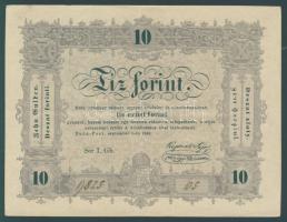 1848. 10Ft "Kossuth bankó" hátoldali "jegyek" szó "g" betűje hibásan szedve + "tizenöt" és "bebörtönöz..." szavakban csak egy pont van az ö betűn! T:II+