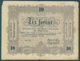 1848. 10Ft "Kossuth bankó" hátoldali fordított alapnyomat + "büntetettnek" tévnyomat + nyitott "e" és "ö" betűk a "tizentöt" szóban! T:III/IV