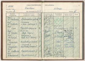 1950-1955 Gdansk, magyar építészhallgató 2 db leckekönyve illetve 2 db diplomája