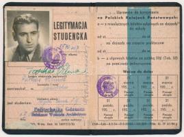 1950-1955 Gdansk, magyar építészhallgató 2 db leckekönyve illetve 2 db diplomája