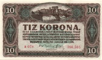 1920. 10K (4x) benne kevésugrású sorszámok T:I,I-