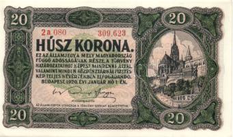 1920. 20K (2x) egymásutáni sorszámokkal T:I