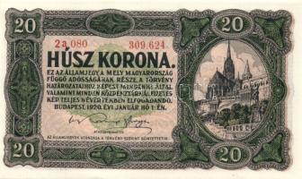 1920. 20K (2x) egymásutáni sorszámokkal T:I