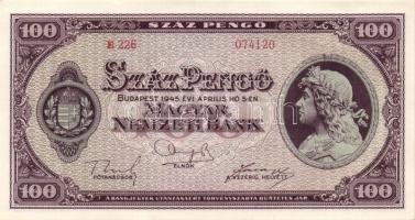 1945. 100P (2x) egymásutáni sorszámokkal T:I