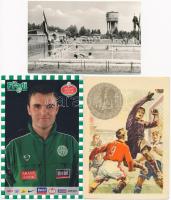 3 db MODERN sport motívumlap; úszás, Pintér Attila (Fradi), orosz labdarúgás / 3 modern sport motive postcards; football, swimming