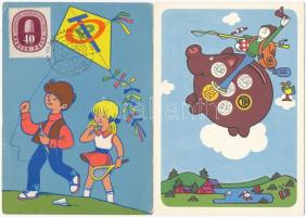 7 db MODERN magyar takarékossági grafikai motívumlap / 7 modern Hungarian savings graphic propaganda...