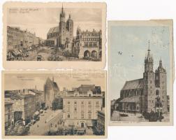 Kraków, Krakau, Krakkó; - 3 pre-1945 postcards